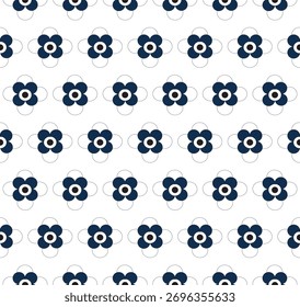 Navy Blue Minimal Floral Pattern

