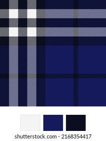Navy Blue Ombre Plaid Textured Seamless Pattern. Vector Design of Elegant Background for Fashion Textiles, Wallpaper, Banner, Packaging, Fabric Print, Decoration.