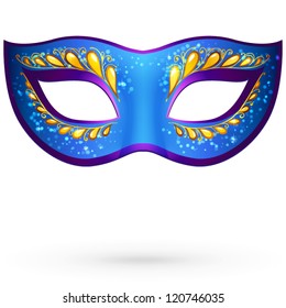 Navy blue ornate carnival mask, vector illustration