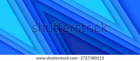 Navy blue papercut background with geometric triangle like arrow pattern. Abstract backdrop for banner, brochure, graphic design template. Simple layered cardboard teture blue bg.