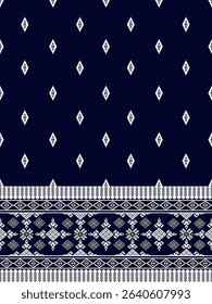 Navy blue patterned fabric design.