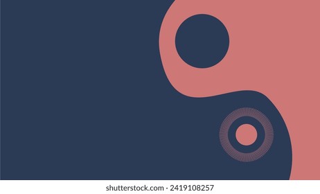 Navy Blue and Peach Pink Flat Abstract  Yin Yang Swirl Texture Background