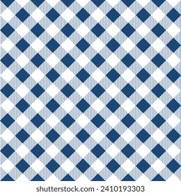 Navy blue plaid pattern with oblique line background. plaid pattern background. plaid background. Seamless pattern. for backdrop, decoration, gift wrapping, gingham tablecloth, blanket, tartan.