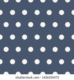 Navy blue polka dot pattern, classic and cute coordinating print. Pretty, fresh background for packaging, textiles, stationery, vintage fashion looks, country wedding decorations and home decor. 