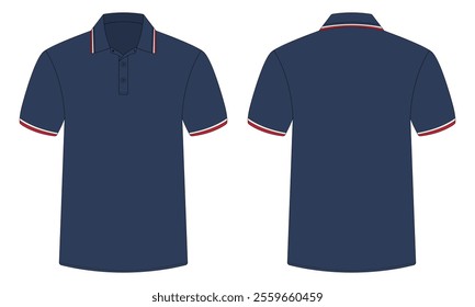 Navy blue polo shirt mockup front and back view