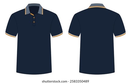 Navy blue polo shirt mockup front and back view