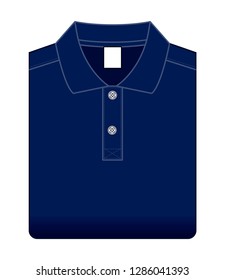 Navy Blue Polo Shirt Vector : Fold