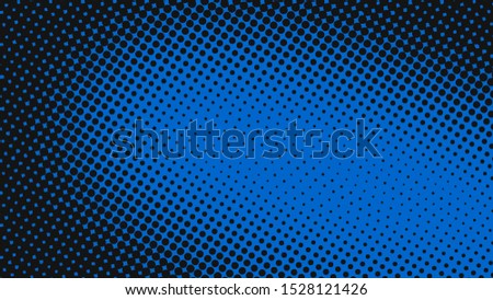 Navy blue pop art background in vitange comic style with halftone dots, vector illustration template for your design