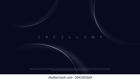 Navy blue premium abstract background with luxury dark golden circles and random geometric shapes. Modern elegant background for poster, banner, wallpaper and exclusive design concepts