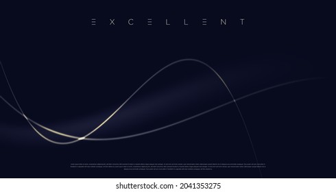 Navy blue premium abstract background with luxury dark golden flow waves and random geometric shapes. Modern elegant background for poster, banner, wallpaper and exclusive design concepts.