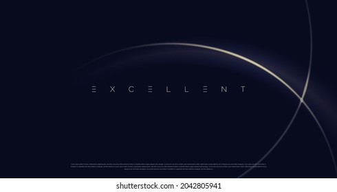 Navy blue premium abstract background with luxury dark golden lines, stripes, circles and random geometric shapes. Modern elegant background for poster, banner, wallpaper and exclusive design concepts