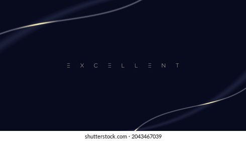 Navy blue premium abstract background with luxury dark golden lines, flow waves, and random geometric shapes. Modern elegant background for poster, banner, wallpaper and exclusive design concepts.