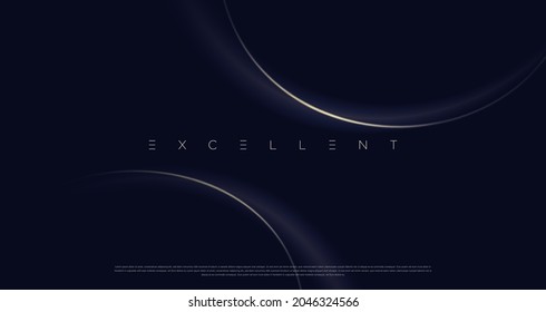 Navy blue premium abstract background and luxury dark golden lines  stripes  circles   random geometric shapes  Modern elegant background for poster  banner  wallpaper   exclusive design concepts