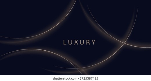 Fondo abstracto premium azul marino con lujosas líneas doradas oscuras, rayas, círculos y Formas geométricas aleatorias. Fondo elegante moderno para el cartel, el Anuncio, el Fondo de pantalla y los conceptos exclusivos del diseño