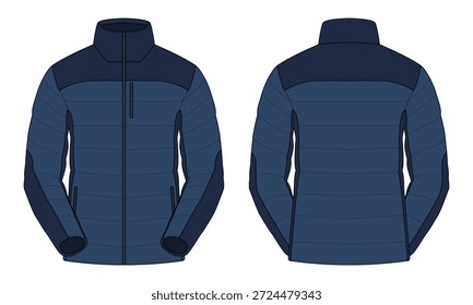 Vista frontal y posterior de la Plantilla de la chaqueta azul marino