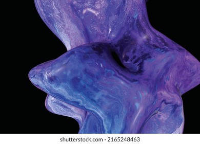 Navy blue and purple liquid drop object. Dynamic sapphire sphere texture with marble effect on black background