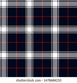 Navy blue, Red and white tartan plaid Scottish seamless pattern.Texture from plaid, tablecloths, clothes, shirts, dresses, paper, bedding, blankets and other textile products.