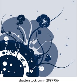 navy blue retro flower background