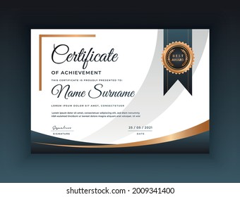 Navy Blue ribbon color certificate of achievement design best diploma award certificate