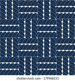 Navy blue rope lattice geometric seamless pattern, vector