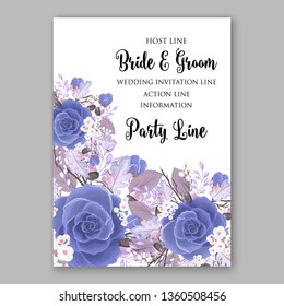 Navy blue Rose wedding invitation card template peony ranunculus vector background for baby shower bridal shower invitation Winter floral pattern