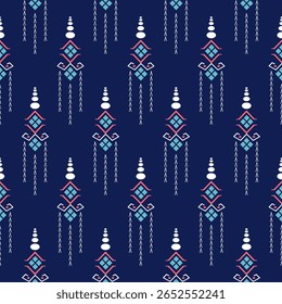 Azul-marinho Padrão Sem Costura por Geometria Índio Americano Navajo Asteca Étnica Tradicional Decoração Abstrata Tribo 