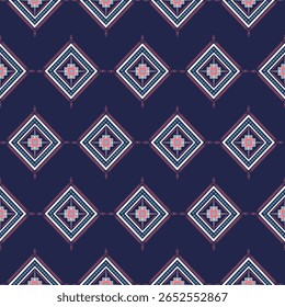 Azul-marinho Padrão sem costura por Geometria Índio Navajo Asteca Étnica Tradicional Decoração Tradicional Tribo Têxtil 