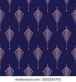 Azul-marinho Padrão sem costura por Geometria Índio Navajo Asteca Étnica Decoração Tradicional Abstrato Tribo Têxtil Design 