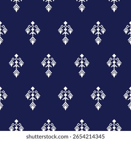 Azul-marinho Padrão Sem Costura por Geometria Índio Navajo Asteca Étnica Tradicional Decoração Abstrata Tribo Vetores Boho
