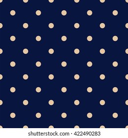 Navy Blue Seamless Pattern with Vintage Orange Polka Dots