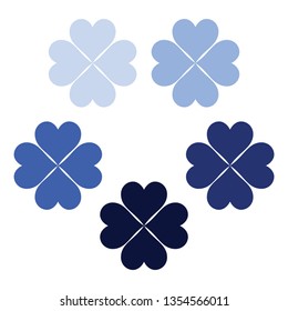 A navy blue set of clover leaves, a symbol of luck, poker symbol icon