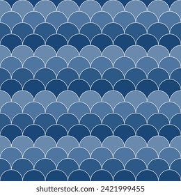 Navy blue shade fish scales pattern. fish scales pattern. fish scales seamless pattern. Decorative elements, clothing, paper wrapping, bathroom tiles, wall tiles, backdrop, background.