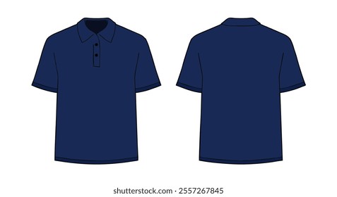 navy blue short sleeve polo shirt template