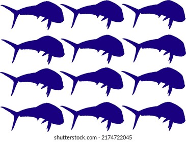 Navy Blue Silhouette Dolphin Fish Pattern