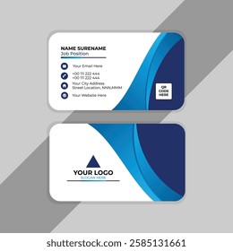 Navy blue and sky blue Creative and modern business card template vector design