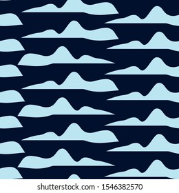 Navy blue sky white clouds pattern seamless. Set of blue sky, clouds. Abstract white cloudy set isolated on blue background. - Illustration

