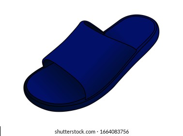 Navy Blue Slipper Shoes Template Vector On White Background, Perspective View
