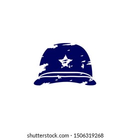Navy blue soldier's helmet america flag illustration of American veterans day, 11th November  Vector 