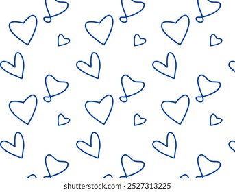 Formas de corazón azul marino del golpe diseño inconsútil. El corazón ama el diseño del Vector del patrón del doodle. Cariño. Devoción
