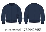 Navy blue varsity bomber jacket template