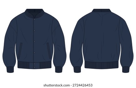 Chaqueta bomber azul marino varsity Plantilla