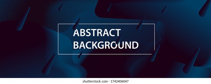 navy blue vector banner with numerous falling down drops for any design with frame and space for template as background