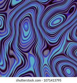 Navy blue vector pattern. Curved wavy psychedelic irregular lines. Pattern based on fractal image.