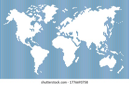 azul marino vertical,mapa del mundo de líneas de rayas,suelo de espacio en blanco, patrón de cuadro completo,vector e ilustración