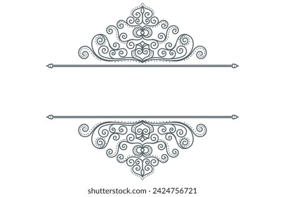 navy blue vintage lines Graphic elements for decorating cards and space for text.