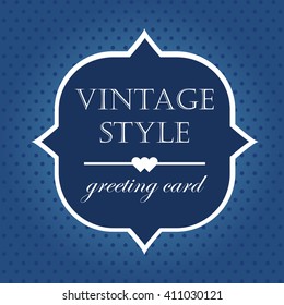 Navy blue vintage style label frame. Vector illustration.