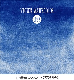 Navy Blue Watercolor Vector Background. Gradient Fill. Hand Drawn Texture.