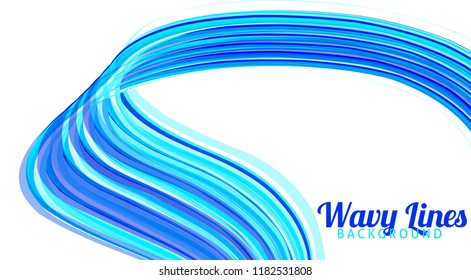 Navy blue wave. Abstract wavy blue and aqua color line on a white. Vector graphic pattern