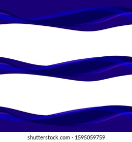 Navy blue waves. Wavy design element for bottom, top and middle of blank, letter, cover, page. Continuous print. Vector seamless pattern. Repetitive background