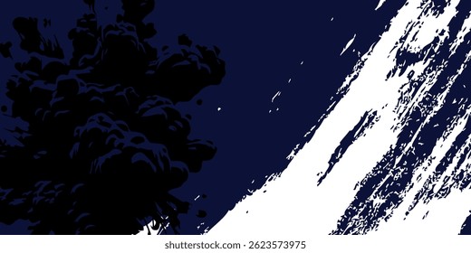A navy blue and white brush stroke pattern The dark navy blue background. vector illustration